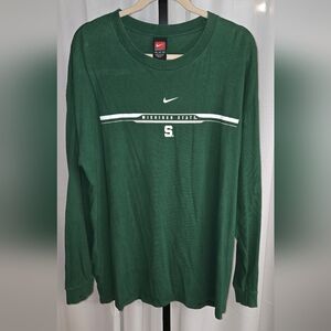 Vintage Nike Michigan State Spartans Y2K Green Men's Long Sleeve T-Shirt SIZE XL